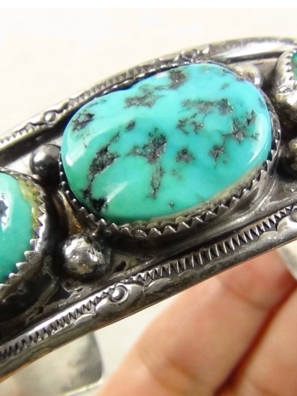 Native AmericanSigned N Juan (Nila Cook Johnson) Sterling Silver Turquoise Cuff